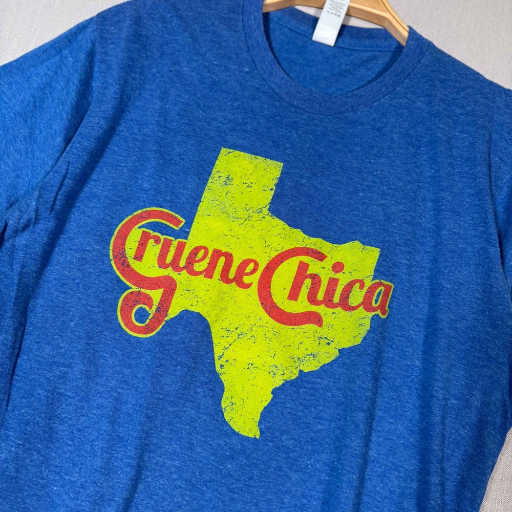 Gruene TX Chica Texas Tee Royal Blue Heathered Retro Streetwear Size Medium